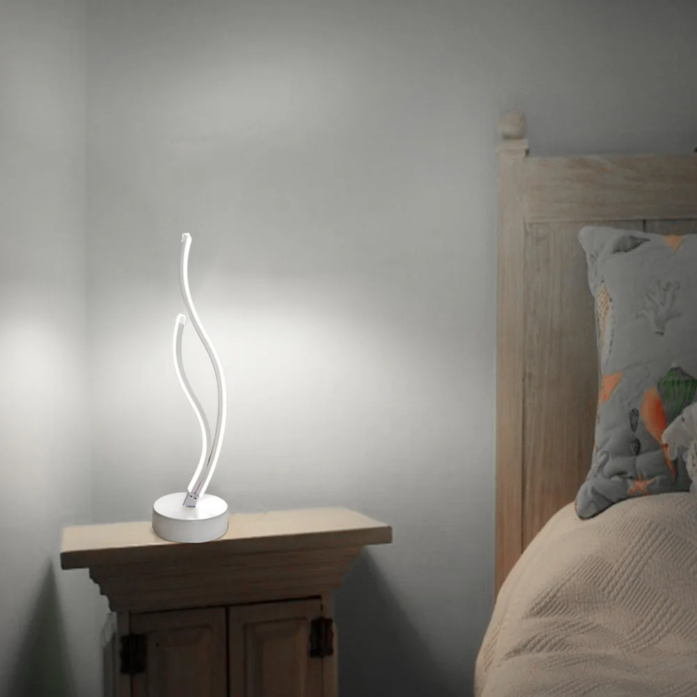 

LED Table Lamp Energy-Saving Spiral Acrylic Bedside Decorative Lamp Night Light Decoration Lighting EU Plug Reading Desk Lights