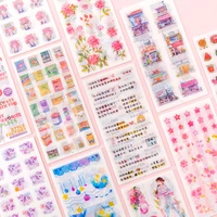 6 sheetpack kawaii girl paper sticker flower diary note sticker gift multifunction paper plant deco sticker set