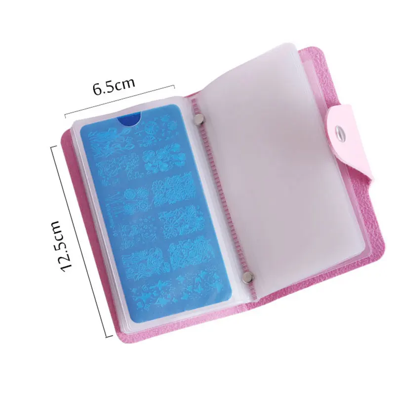 Hot 24 Slots Large Rectangular Nail Art Stamping Plate Holder Storage Nail Plate Organizer Empty Case PU Leather Cases Wholesale