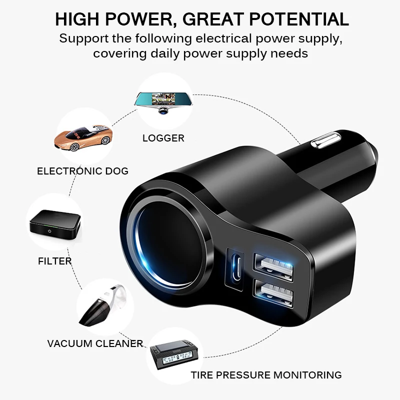 Автомобильное зарядное устройство Vingtank с двумя usb портами для быстрой зарядки