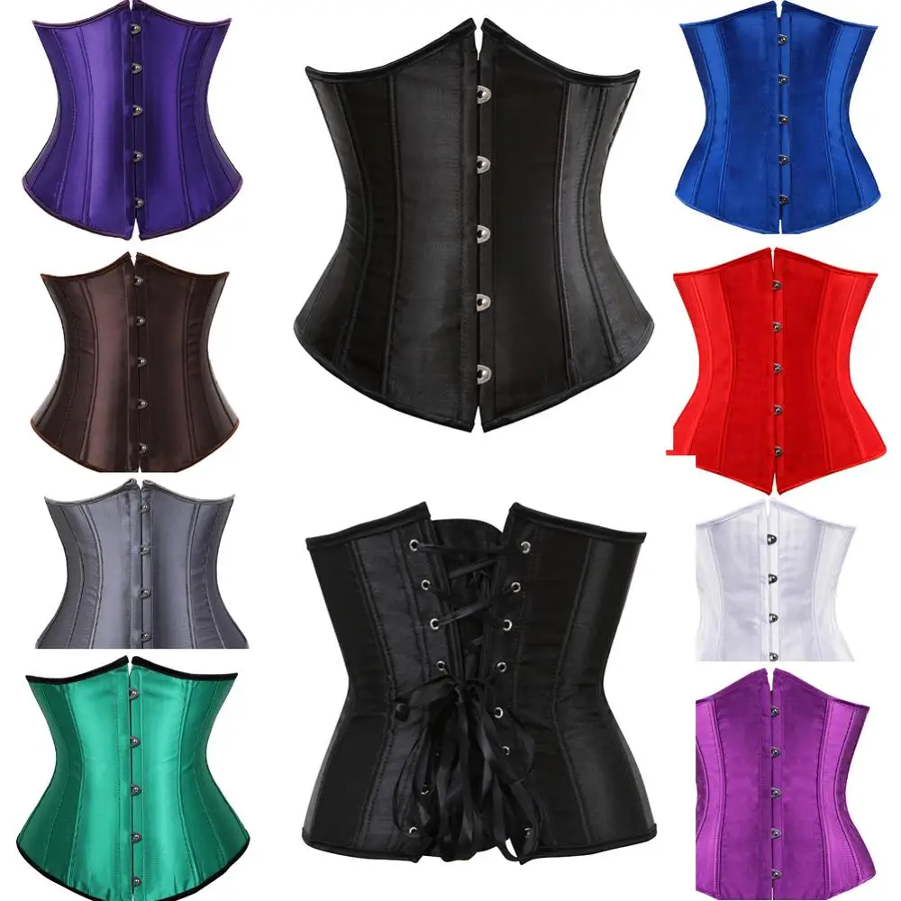 

Oversized Women's Corset Underbust Belt Satin Lace Up Boned Bustier Top Dance Classic Corselete Gothic Cummerbunds Streetwear