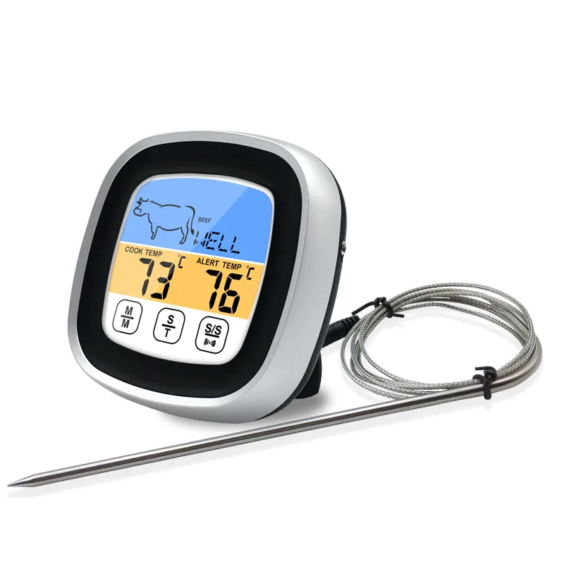 

Instant Read Meat Thermometer Probe Wire Digital Timer Lcd Display Oven Safe Food Kitchen Timer For Cooking Kitchen Gadget Sets