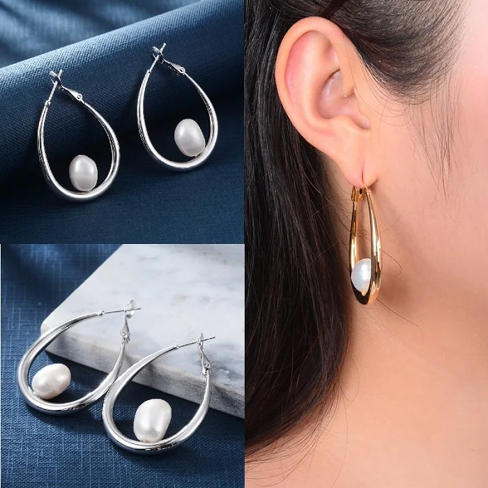 silver waterdrop Винтаж корейской моды Chic серебро большой обруч серьги Kpop цирконий жемчуг длинные кисточки серьги для женщин заявление свадьба - Окраска металла: silver waterdrop