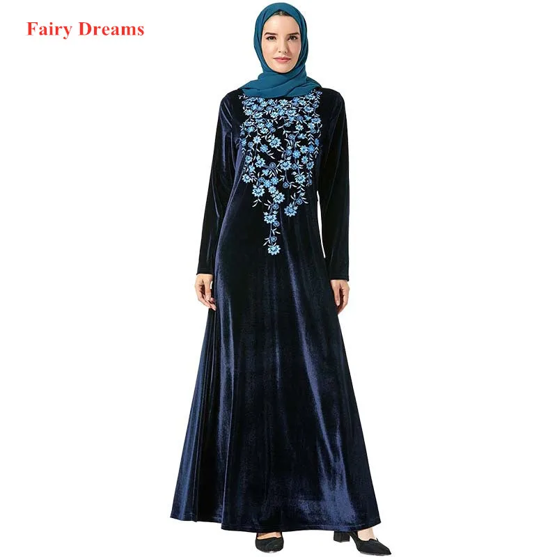 Бархатная абайя Пакистан Женская рабочая одежда Бангладеш Исламская кафтан