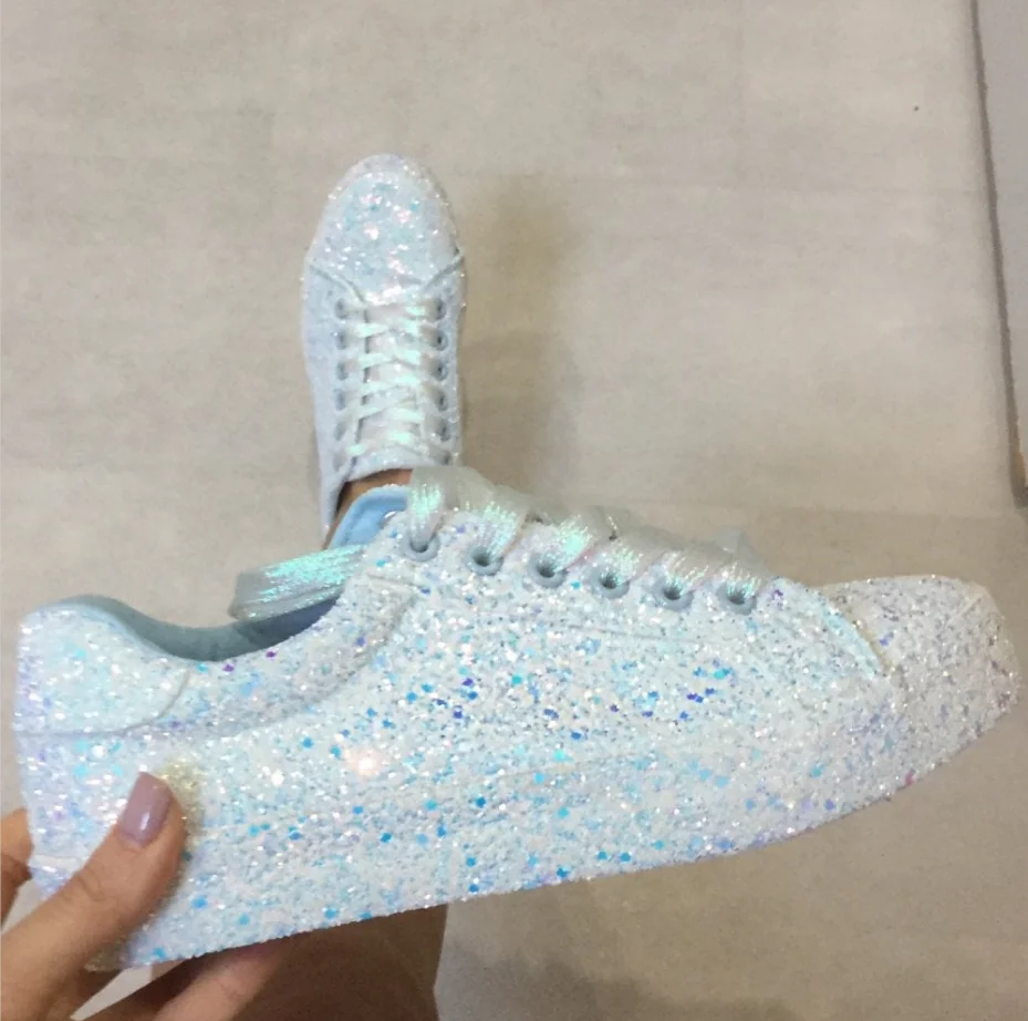 

2021 Women Vulcanize Shoes Sneakers Bling Shoes Girl Flats Sneakers Casual Female Breathable Lace Up Outdoor Casual Sport Shoes