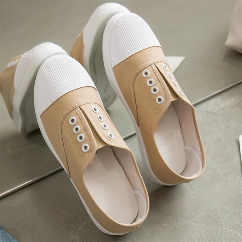 QWEDF новые модные женские холщовые туфли летние на плоской подошве семь цветов