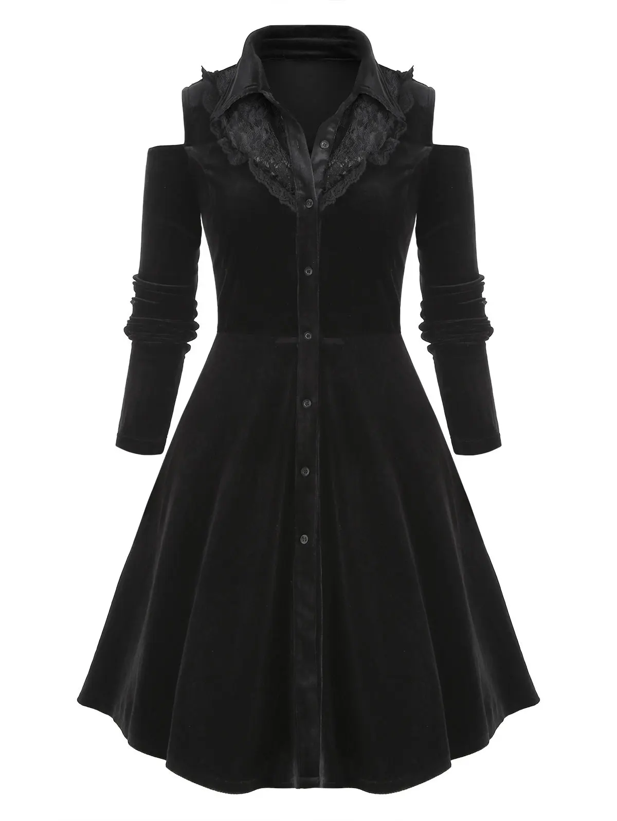 ROSEGAL готическое черное платье размера плюс женское бархатное с пуговицами на