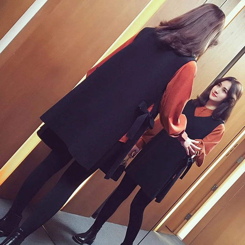 Высококачественное осенне-зимнее женское Повседневное платье-майка с длинными