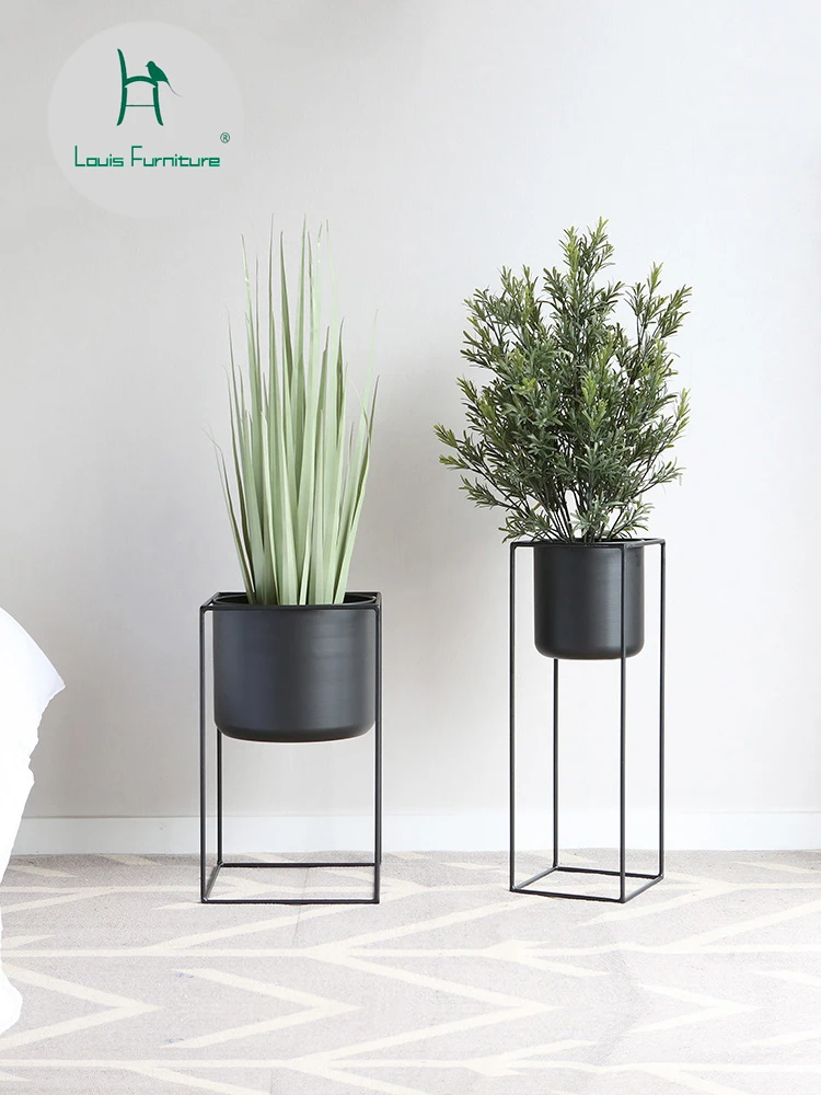 

Louis Fashion Plant Shelves Living Room Full Decoration Ground Originality Modern Simple Balcony Iron Art Green Lotus Decoration