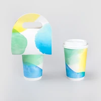 25pcs net red disposable coffee cup 16oz 500ml double layer paper hot drinks paper cups colorful light blue drinking cup and lid