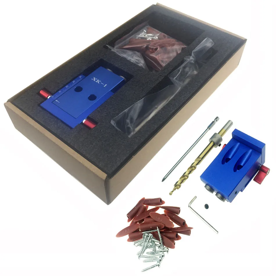 

Style Pocket Hole Jig Kit System For Wood Working & Joinery + Step Drill Bit & Accessories Wood Work Tool Set