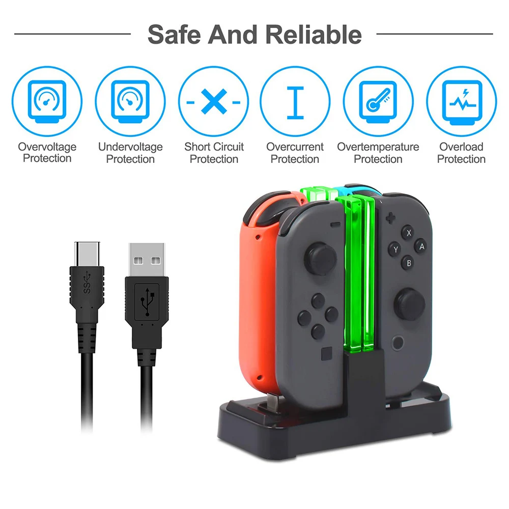 4 in1 charging dock for nintend switch joy con controller led charger for nintendo switch pro gamepad charge stand ns switch free global shipping