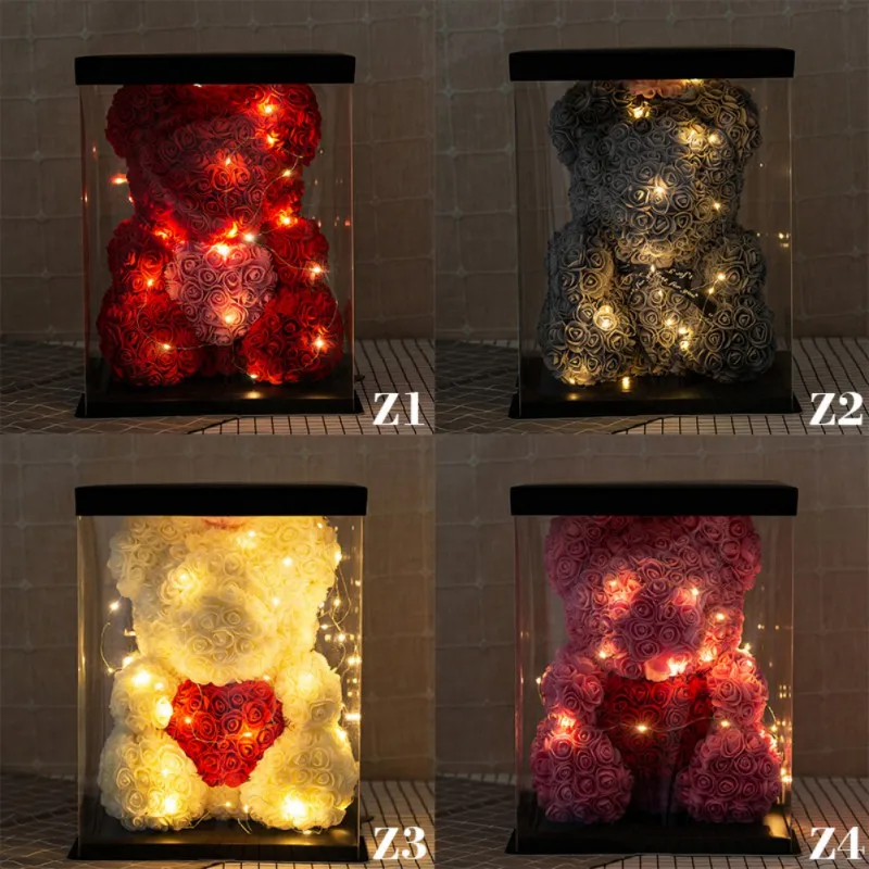 

Rose Bear Doll with Ribbon Forever Artificial Rose Anniversary Christmas Valentines Gift New