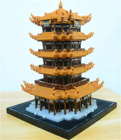 Серия китайской древней архитектуры, колокольчик Xi'an, башня в китайском стиле, пагода, строительство, алмазные частицы, креативные строительные блоки