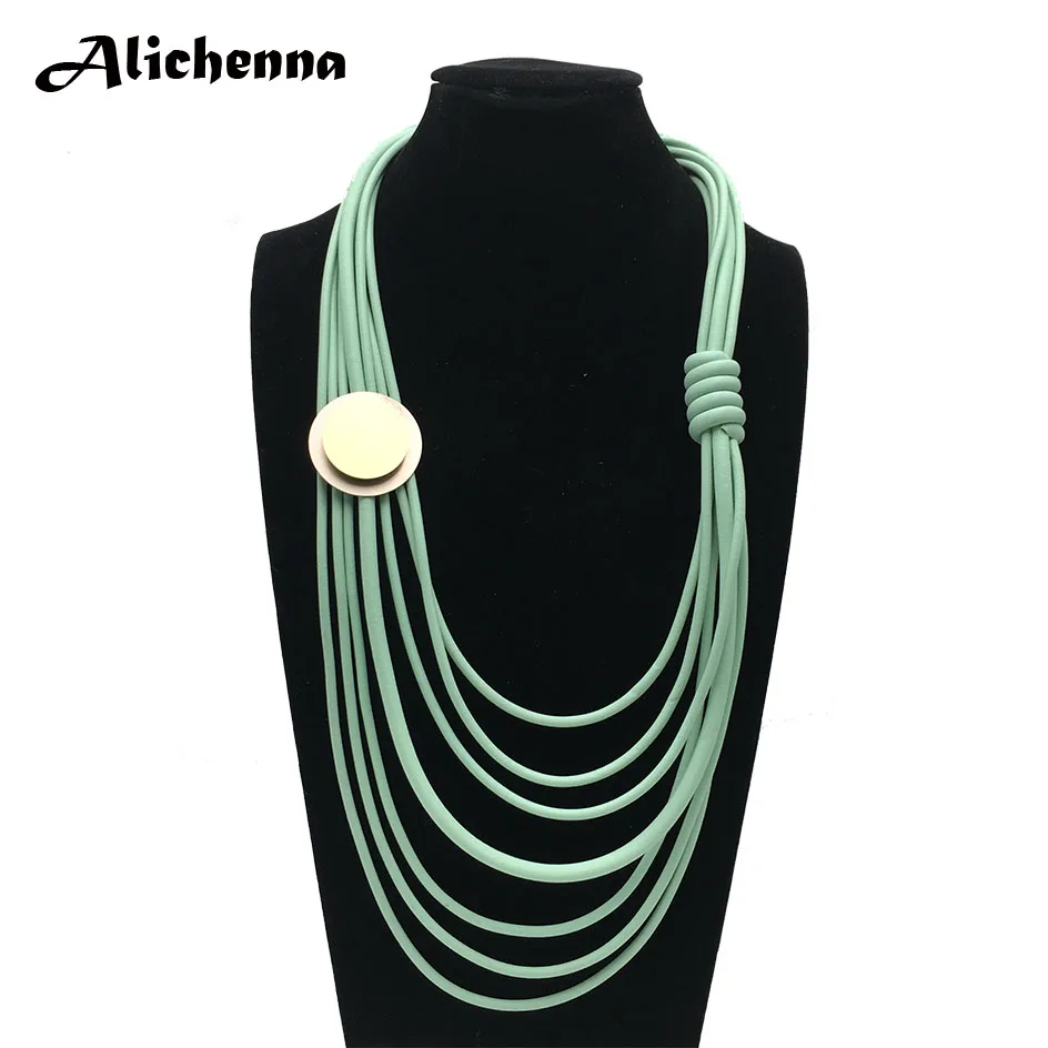 Многослойное ожерелье ручной работы из резиновой кожи |