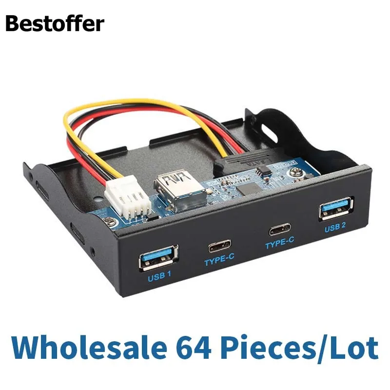 Оптовая продажа 64 шт./лот 3 5 'ƈ USB3.1 Type C + 2 USB 0 A Hub to 20Pin Header Передняя панель флоппи