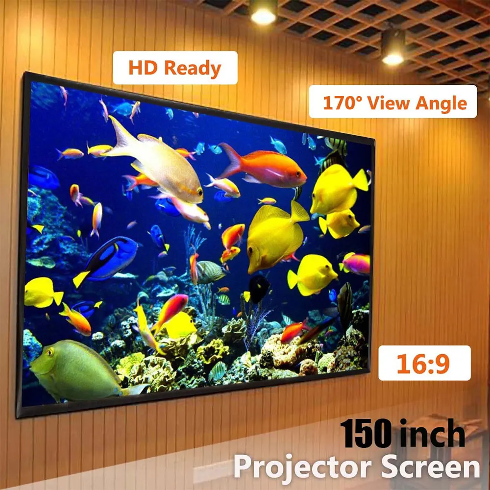 

Foldable 16:9 Projector 60 72 84 100 120 150 Inch White Projection Screen Edging Projector Screen TV Home Audio-visual Screen