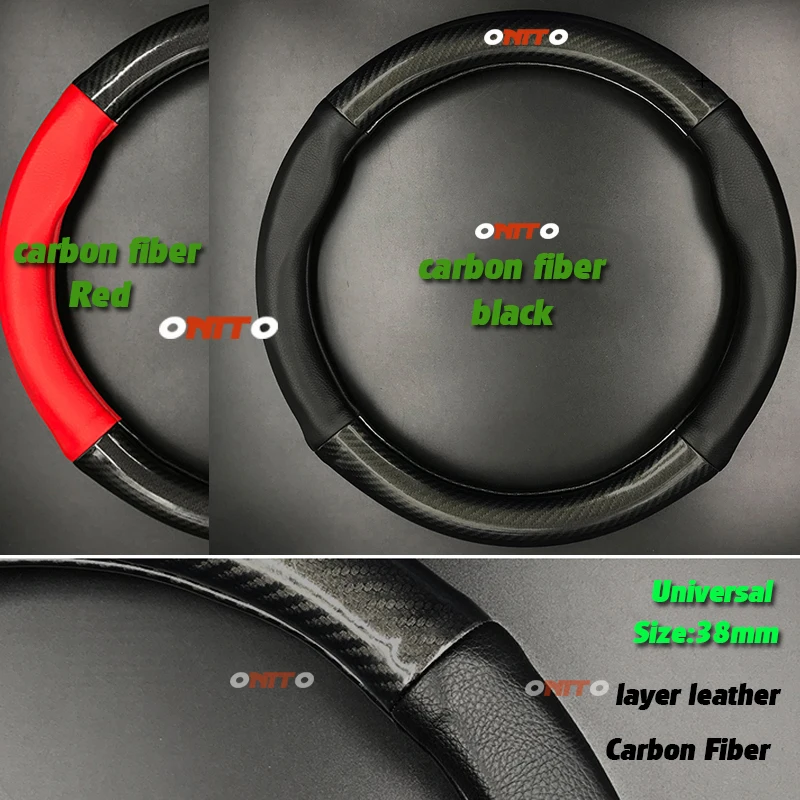

carbon fiber + leather Car Steering Wheel Cover for Citroen Nissan Lexus Suzuki volvo Mitsubishi skoda jeep jaguar kia all model