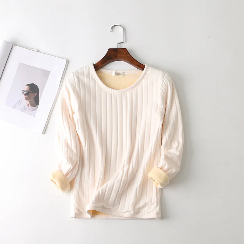 Женская Толстая зимняя футболка с длинным рукавом и бархатной