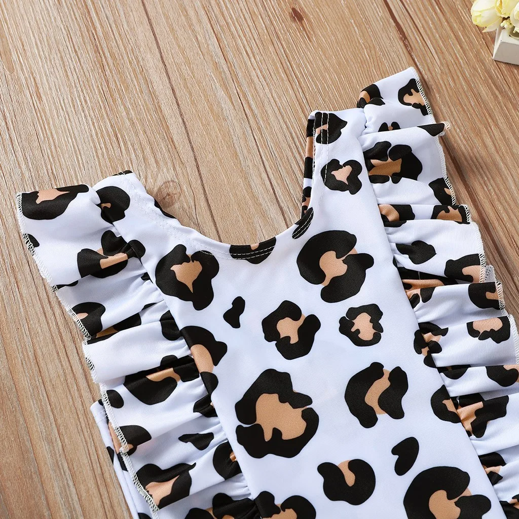 Детский слитный купальник без рукавов с леопардовым принтом|Комплекты одежды