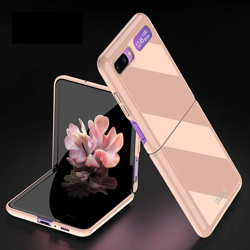 

2021 New Luxury Plating Full Cover Hard Phone Case for Samsung Galaxy Z Flip Folding UV Grilled Porcelain Protective Case