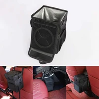 portable car accessories organizer car trash can with lid and storage pocket