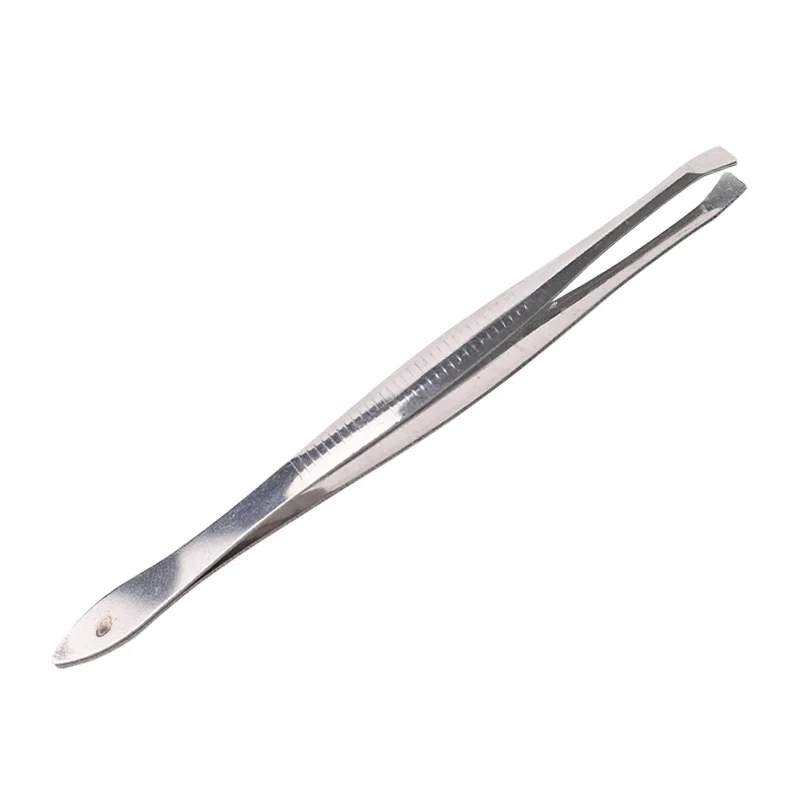 

1pc Eyelash Extension Tweezer Silver Eyebrow Trimming Clips Stainless Steel Flat Tip Eyebrow Hair Remove Tweezers Makeup Tools