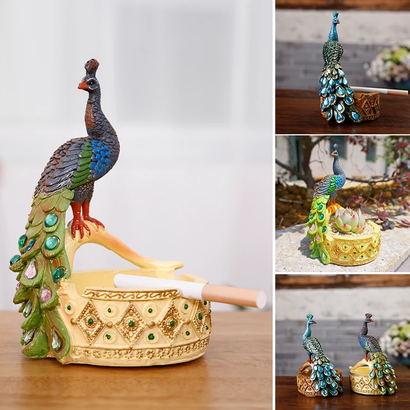 

Resin Peacock Modelling Ashtray Creative Handcraft Ornament Home Office Decor TS1 Home & Garden New Year's Decorations 2022