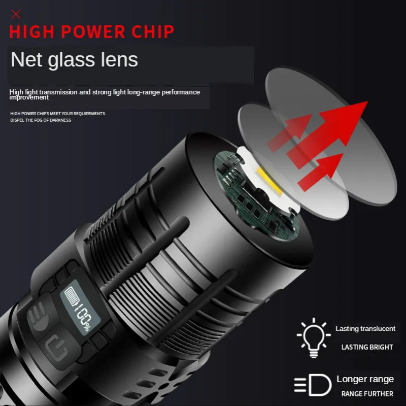 Kaufen Neue Xhp70 Super Helle Power Taschenlampe USB Lade Smart Elektrische Display Multi-Taktische Funktion Taschenlampe Starke Licht Lange Schuss