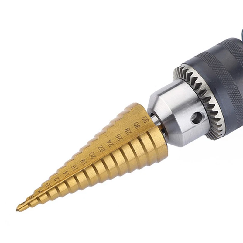 1 шт. 4-32 мм HSS с титановым покрытием Ступенчатое сверло конусное для сверления