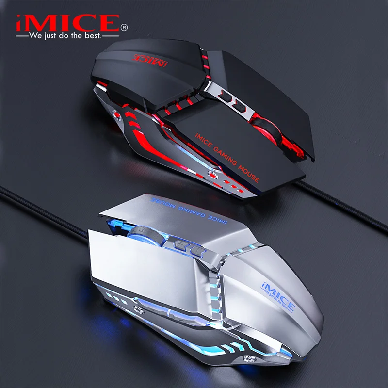 imice T80 Custom Macros USB Wired Gaming Mouse Computer Gamer 3200 DPI Optical Mice for Laptop PC Game Mouse Breathing light