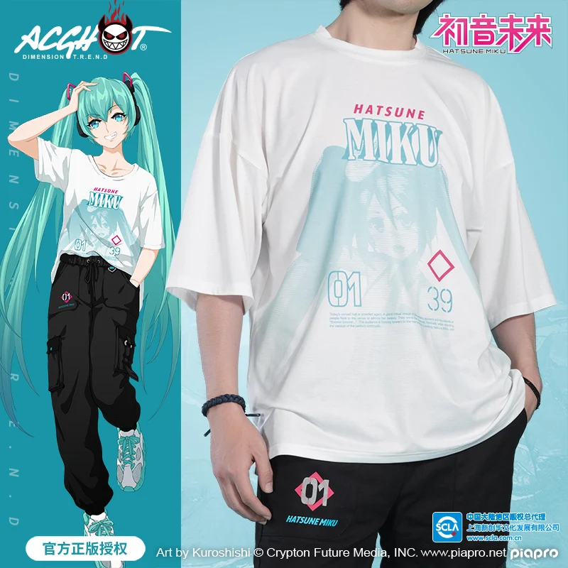 Moeyu Anime T-Shirt  Miku Cosplay Men shirt Vocaloid Cartoon Women Tops Short Sleeve Tee Oversize t-shirt Off White Male Clothes
