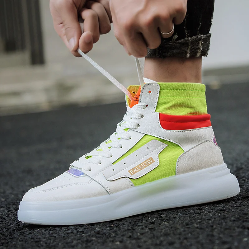 

Мужские высокие кроссовки, Повседневная модная весенняя обувь для скейтборда, белые брендовые туфли, высокие кроссовки
