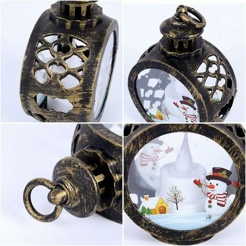Kerst Ornament-L&aacute;mpara Led que funciona con pilas, Venster colgador, decoraci&oacute;n, Brons con Kerstman, Sneeuwpop-4