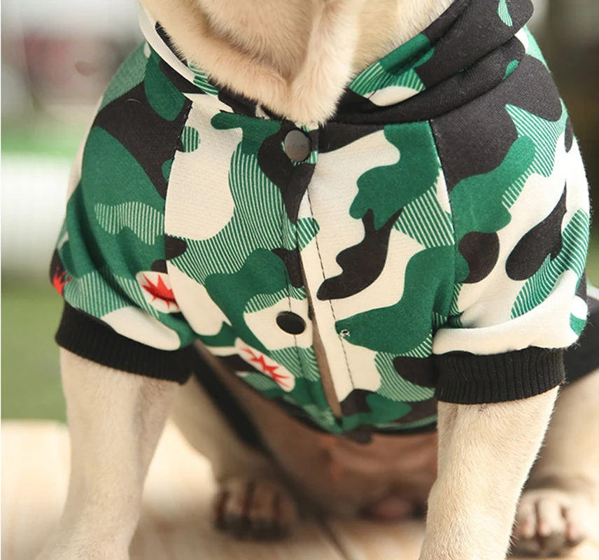 Модная зимняя одежда для собак пальто куртка камуфляжное французского бульдога