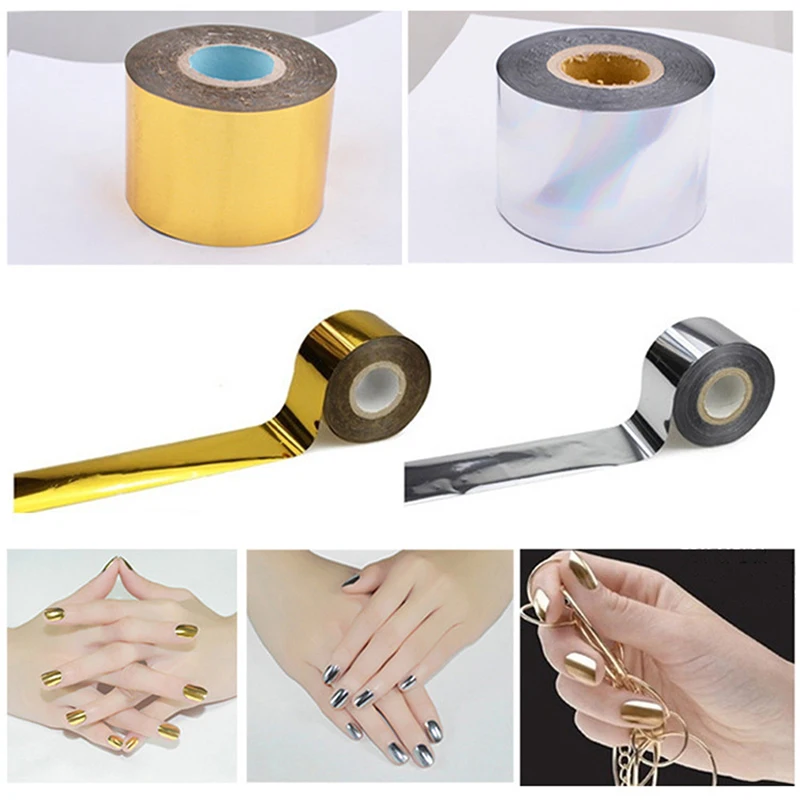 

1PC New Nail Art Tape Sticker Creative Design Gold / Silver Nail Tape Nail Art Silver Transfer Sticker Hot Sale 4 * 120 M