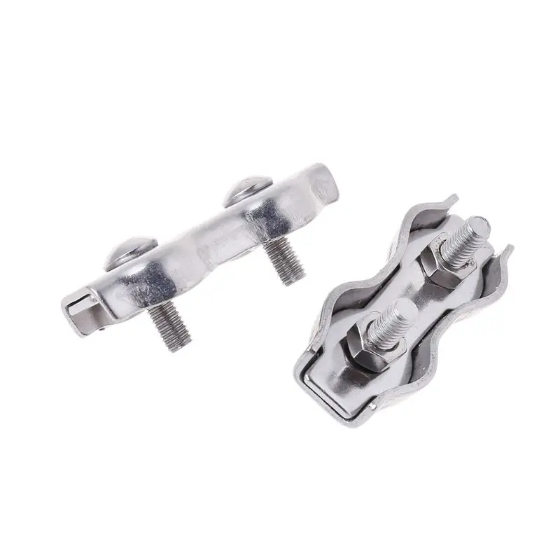 2pcs Stainless Steel Wire Rope Clips Double Grips Cable Clamps For Wires 2mm 3mm 4mm 5mm 6mm | Обустройство дома