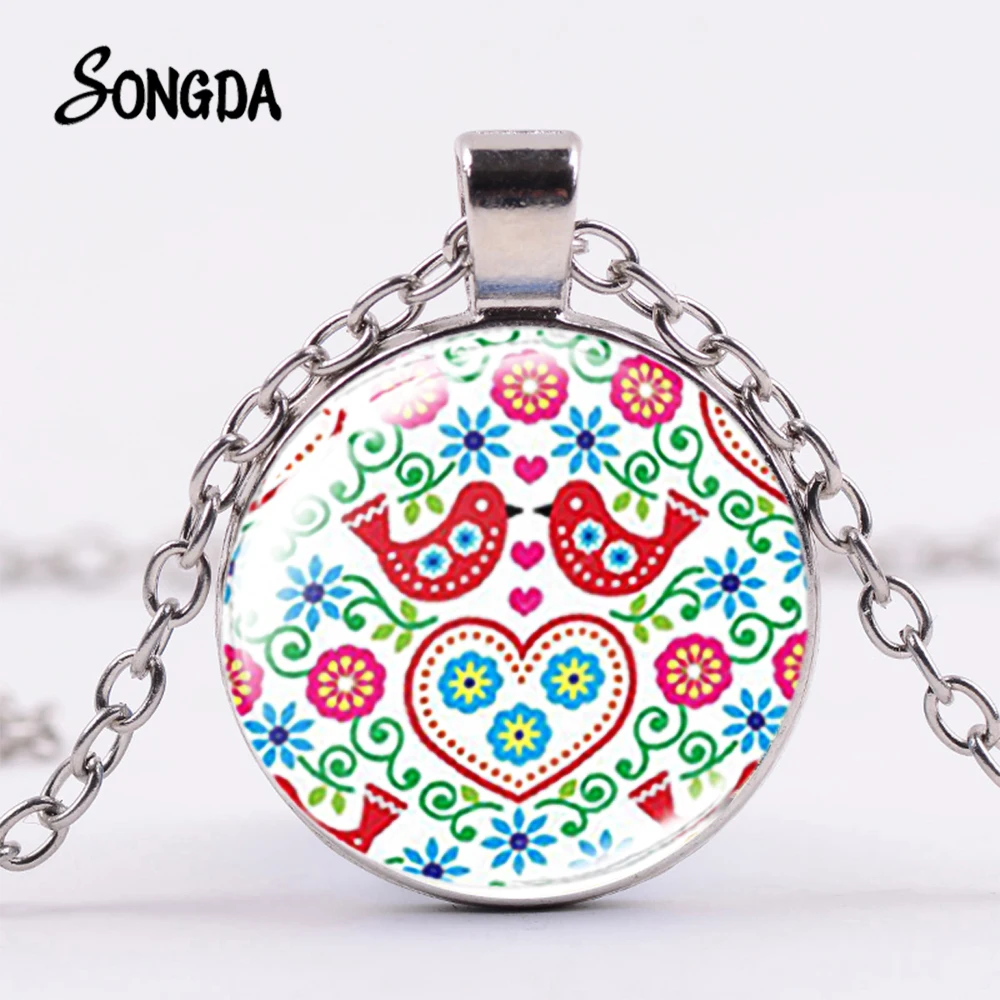 Очаровательное богемное ожерелье с цветочным принтом польские узоры народного