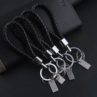 1pcs black sliver cool mens leather key chain ring holder keyfob car keyring keychain pendant gift keys decoration supplies