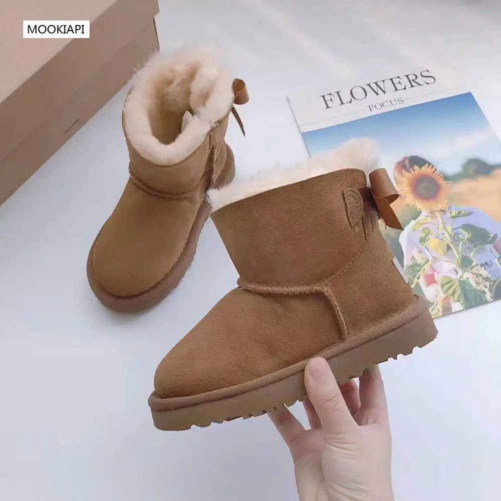 Новейшие ботинки из натуральной овечьей кожи в 2019 100% натуральная шерсть детских