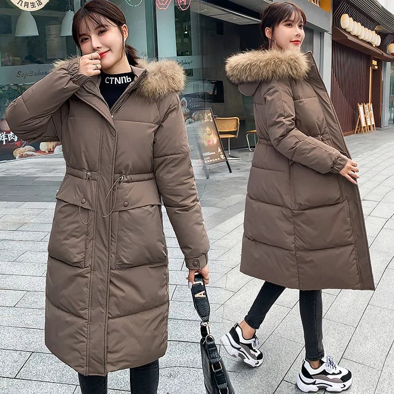 

Thicken coat women's mid-length thickened Slim Parker 2021 winter new style female large fur collar winter coat female elegant
