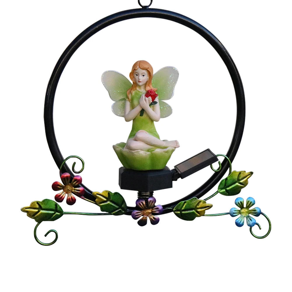 

Solar LED Flower Fairy Hanging Lawn Lights Home Garden Resin Decoration Lamps Garden Road Path Decorative Lighting