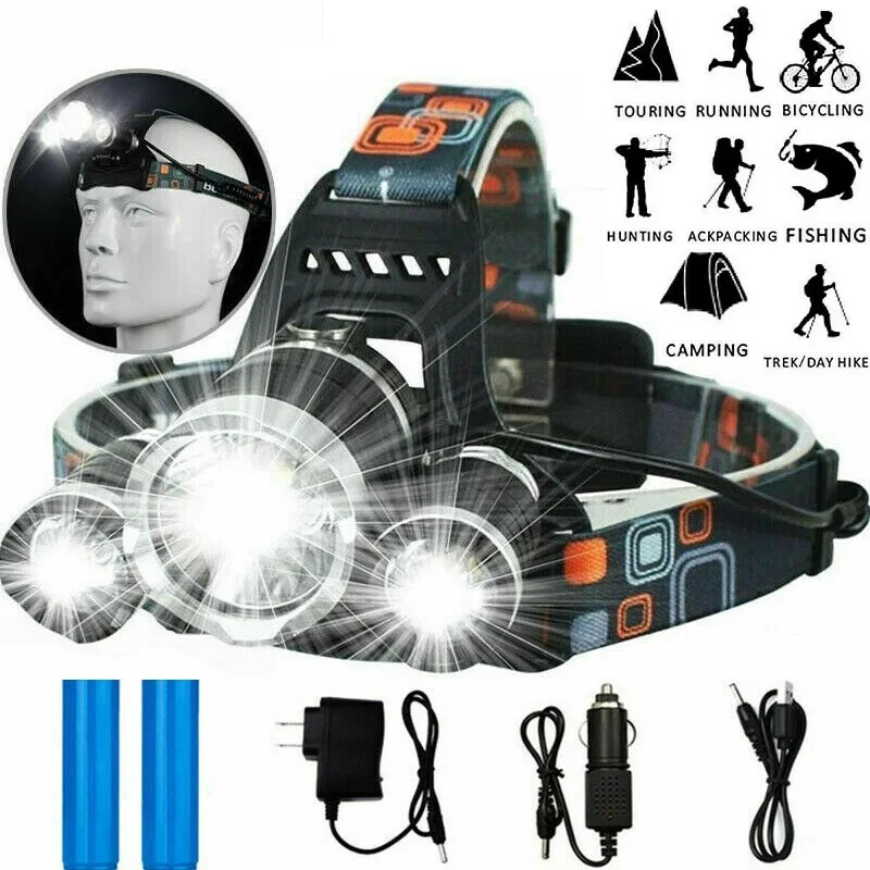 Светодиодный налобный фонарь для рыбалки водонепроницаемый 360 пешего туризма