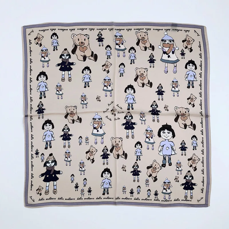 

New 100% Pure Twill Silk Scarf Women Neck Hair Hijab Foulard 2021 Poncho Headband Fashion Print Neckerchief Scarves Bandana