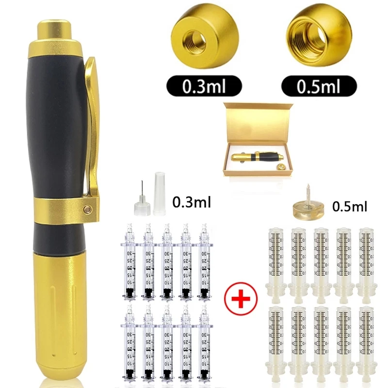 

2 in1 Meso High Pressure Hyaluronic Acid Pen Tattoo Tip Hyaluron Gun Anti Wrinkle Lip Injection Hyaluron Gun 0.3ml &0.5ml Head