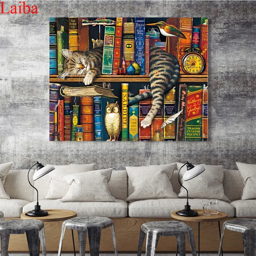 

5D «сделай сам», алмазная кошка, живопись книг, животное, вышивка крестиком, полноразмерная/круглая Алмазная вышивка, мозаичная живопись