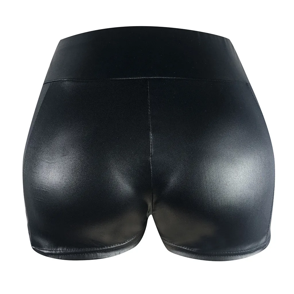 

Women's Sexy latex mini shorts 2021 Solid Black High Waist Pole Dance Black Short Pants Fashion Leather Summer Booty Shorts