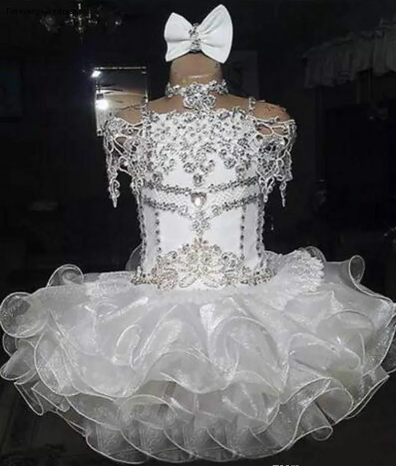 

Милое белое платье из органзы для девочек, пышное платье принцессы с бисером и кристаллами Вечерние вечернее платье для маленьких девочек с...