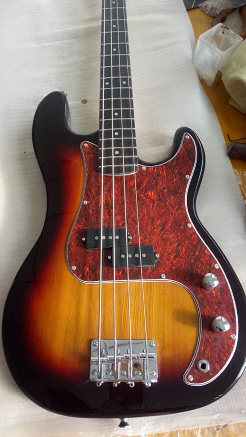 Бесплатная доставка Высокое качество 4 струны P бас красная Броня Pickpocket реальные