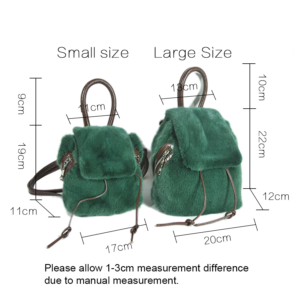 

2021 New Fashion Women's Real Mink Fur Shoulder Bags Fluffy Fur Genuine Leather Backpack Lady High Quality S7977